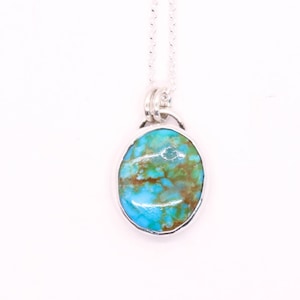 Pilot Mountain Turquoise Pendant: Teardrop Sterling Silver Necklace, Boho Southwest Jewelry