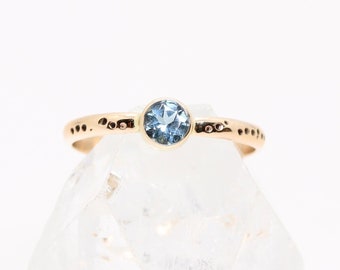 Aquamarine Gemstone Ring in Solid 14k Gold, Simple Unique Alternative Engagement Ring, Delicate Boho Semiprecious Stone Jewelry