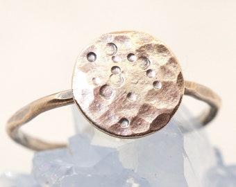 Full Moon Disc Ring in Sterling Gold, Boho Celestial Moon Phase Ring, Dainty Lunar Zodiac Ring, Bohemian Stacking Jewelry
