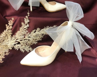 Clips para zapatos con lazo de tul para novias: Accesorios para zapatos de boda