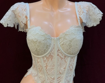 Ivory Lace Wedding Corset Top LCO23902, Lace Corset Top, Ivory Bridal Corset, Wedding Bustier, Wedding Top