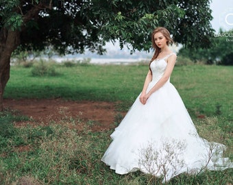 White Princess Wedding Dress, Custom Wedding Gown
