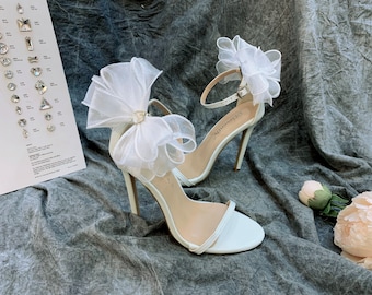 Clips para zapatos de novia con lazo: Adornos para zapatos hechos a mano con encaje y plumas