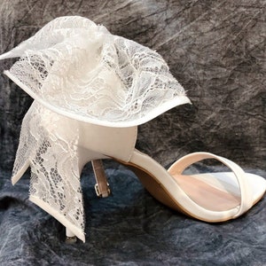 Ivory Lace Wedding Shoe Bigger Bows Clips Handmade