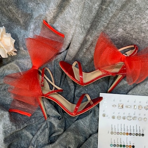 Red Wedding Bow Shoe Clip 3in&#39;, Shoe Clip For Bride, Bridal Shoe Bow, Old Rose Shoe Clips Handmade Wedding Shoe