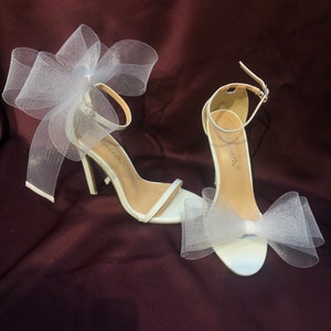 Wedding Shoe Clips White Bows Handmade Clips For Bride