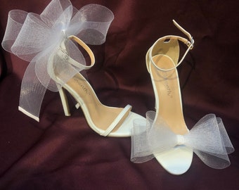 Wedding Shoe Clips White Bows Handmade Clips For Bride