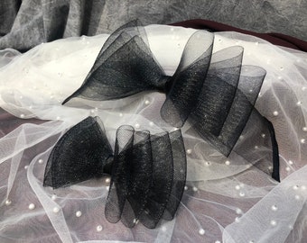 Black Mesh Shoe Bow Clips, Handmade Women's Shoe Accessory