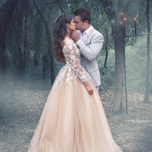 Lace Floral Wedding Dress | Flowers Wedding Dress | Plus Size Wedding Dress | Romance Dress For Bride