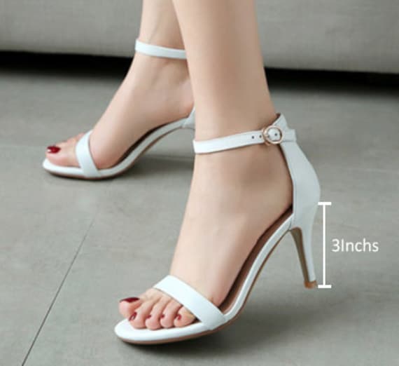 White Wedding Shoes 3 3.5inchs Heel Bride White Heel Sandal