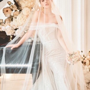 Basic White Veil Cathedral Length, Cathedral Veil White Wedding Veil Cathedral Veil Single Tire Veil Minimalist Veil Ivory Wedding Veil