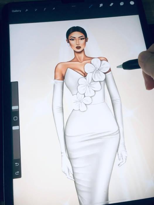 Custom gown sketch, Fashion sketch illustration, custom Dress illustration, fashion illustration, Personalized wedding dress sketch