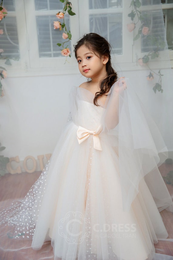 One Shoulder Tulle Little Girl Dresses, Princess Wedding Flower Girl Dresses One Shoulder Tulle Little Girl Dresses, Princess Wedding Flower Girl Dresses