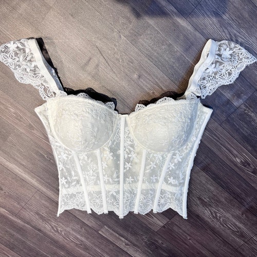 White Corset Top White Lace Bustier Top Ivory Bridal Corset Etsy