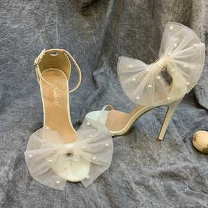 Ivory Shoe Bows, Bow Clips For Bridal Shoes, Shoe Charm, Handmade Wedding Accessories
