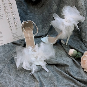Fermaglio per fiocco per scarpe da sposa N2317, ciondolo per scarpe con fiocchi di piume, fermaglio per fiocco per scarpe da donna, fermagli per fiocchi per scarpe, fiocchi fatti a mano per scarpe da sposa