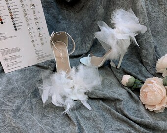 Clips de plumas para zapatos de novia: Adornos artesanales para zapatos de novia