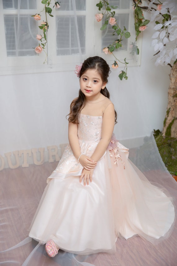 Flower Girl Dress Pink Rose Lace Dress Flower Girl Dresses Flower Girl Dress Pink Pastel Baby Dress Princess Flower Girl Dress 1 12 Years Etsy