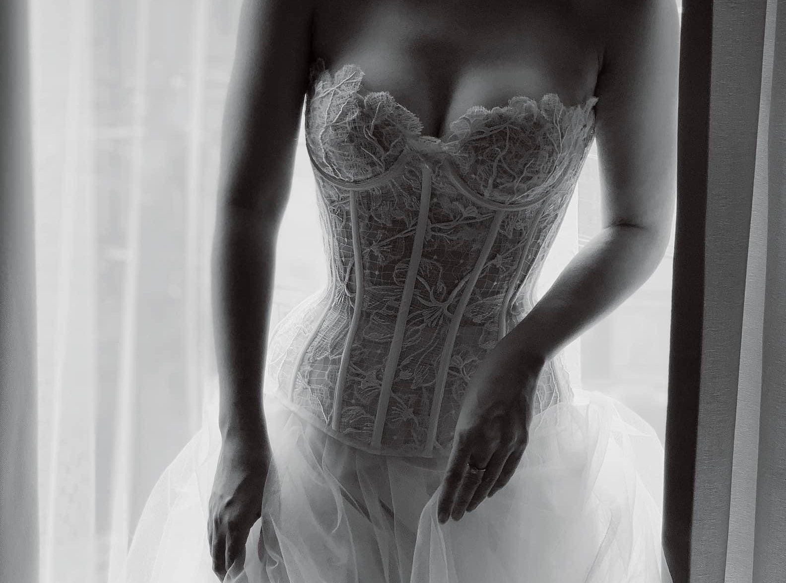 White corset deals wedding