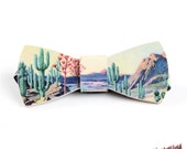 The unique landscape of cactus,Bow Ties,wedding ties,men's bow ties,Leather bow tie,Illustrator bow tie,wedding bow tie,groomsmen ties,boys