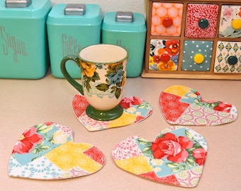 Heart Quilted Mug Rug, Pioneer Woman Floral Coaster