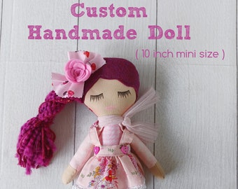 Personalized Handmade Cloth Doll, Heirloom Rag Doll (10 inch)