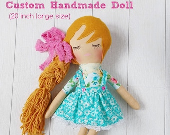 Personalized Handmade Cloth Doll~Handmade Rag Doll~Girls Bedroom Accessories~Girl Nursery Decor~Girls Room Decor~Look Alike Doll~Big Sister