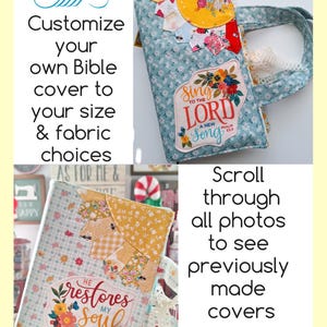 Couverture de la Bible faite main sur mesure ~ Couverture de la Bible en tissu pour femmes ~ Couverture de la Bible en tissu matelassé ~ Étui de la Bible personnalisé fait main ~ Protecteur de la Bible ~ Étui de journal biblique