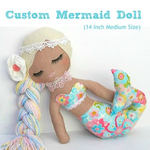 Personalized Mermaid Doll~Handmade Mermaid Doll~Look Alike Doll~Big Sister Gift~Rag Doll~Baby Shower Gift~First Birthday~Girl Nursery Decor