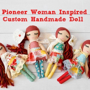 Pioneer Woman~Handmade Doll~Country Decor~Girl Nursery Decor~Big Sister Gift~Handmade Cloth Doll~OOAK Doll~Pretty Doll~Interior Doll~Fabric