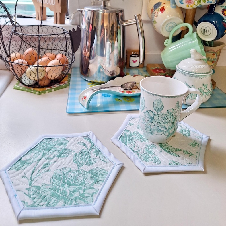 The Pioneer Woman Agatha~Kitchen Decor~Quilted Mug Rugs~Farmhouse Decor~Country Decor~Vintage Kitchen~Country Kitchen~Farmhouse Kitchen