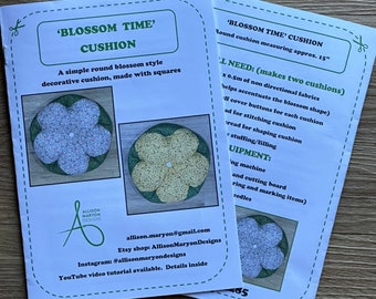 Pretty ‘Blossom Time’ cushion instructions. PDF version. Online instructional video available