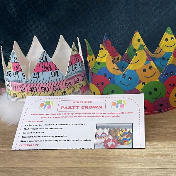 Multi size Party Crown Instructions.  Digital pattern.