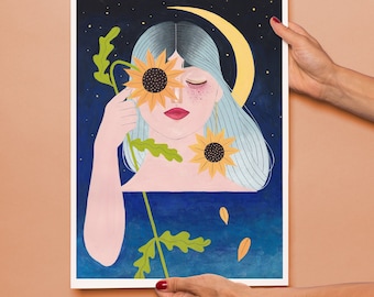 Sun(flower) & Moon (art print)