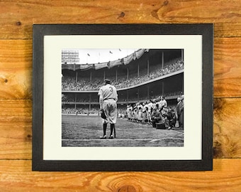 Babe Ruth Bows Out - Number 3 Retired at Yankee Stadium 1948 - Matted & Framed Sports Wall Hanging
