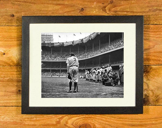 Babe Ruth Bows Out - Number 3 Retired at Yankee Stadium 1948 - Matted and Framed Vintage Sports Wall Hanging