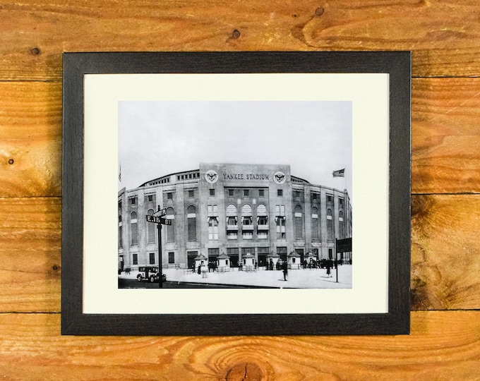 Yankee Stadium Home of The New York Yankees - Vintage 1935 Exterior Image - Matted & Framed Vintage Sports Wall Hanging