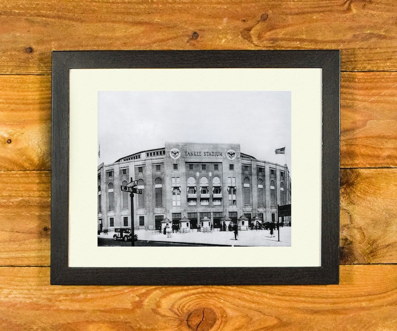 Yankee Stadium Home of The New York Yankees Vintage 1935 Exterior Image Matted & Framed Vintage Sports Wall Hanging image 1