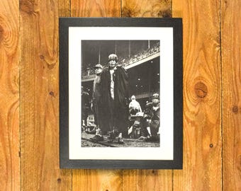 New York Giants 1950's - Sideline Image Frank Gifford & Vince Lombardi at Yankee Stadium - Matted and Framed Sports Wall Hanging