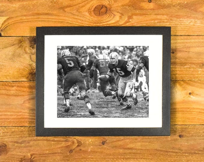 Paul Hornung and Bart Starr - Green Bay Packers Legends of the 1960's - Vintage Matted & Framed Sports Wall Hanging