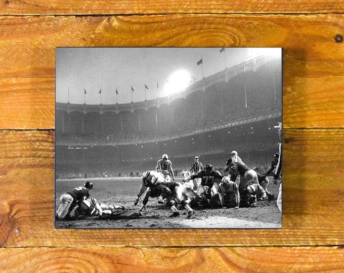 Alan Ameche Wins it - Baltimore Colts 1958 NFL Champions! - Vintage Sports Wood Wall Panel