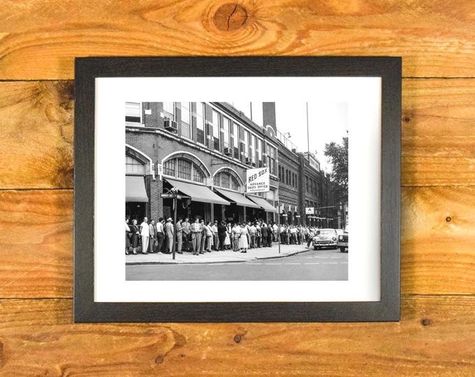 Fenway Park 1950's - Iconic Ballpark of the Boston Red Sox - Matted and Framed Vintage Sports Wall Hanging