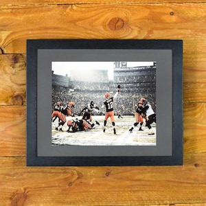 Aaron Rodgers & Green Bay Packers - In-Game Action Snow at Lambeau Field - Matted and Framed Sports Wall Hanging