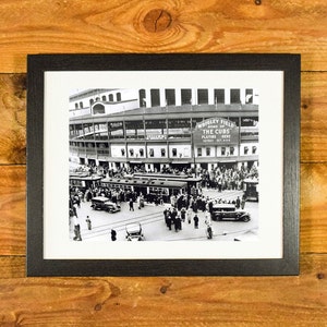 Wrigley Field Front Entrance - Iconic Chicago Ballpark 1935 World Series - Matted & Framed Vintage Sports Wall Hanging