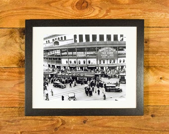 Wrigley Field Front Entrance - Iconic Chicago Ballpark 1935 World Series - Matted & Framed Vintage Sports Wall Hanging