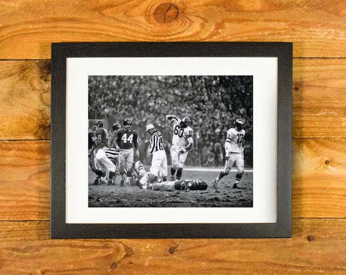 Chuck Bednarik Philadelphia Eagles -"The Hit" on Frank Gifford - Matted & Framed Vintage Sports Bar and Room Wall Hanging