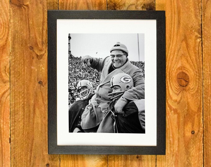 Vince Lombardi and Green Bay Packers Win 1961 Championship! - Matted & Framed Vintage Sports Wall Hanging