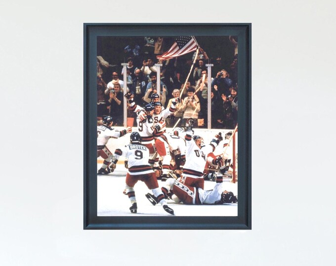 1980 "Miracle on Ice" - Men's Olympic Ice Hockey Team Celebration - Framed Room and Bar Wall Poster