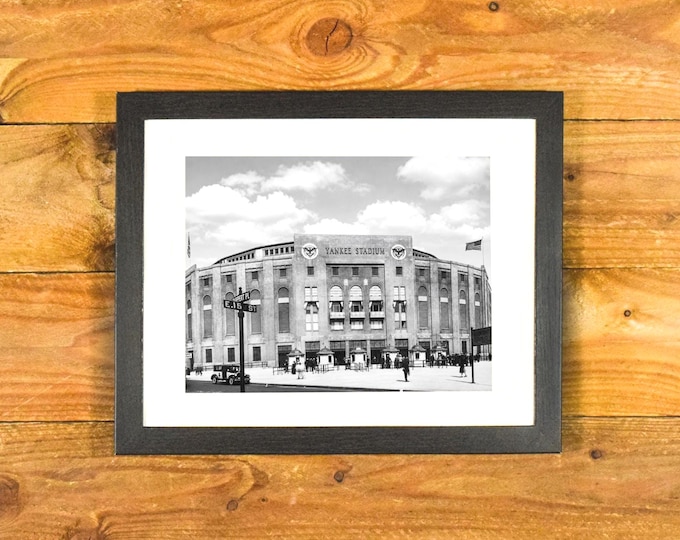 Yankee Stadium Iconic New York Ballpark - Vintage 1935 Exterior Image - Matted & Framed Vintage Sports Wall Hanging