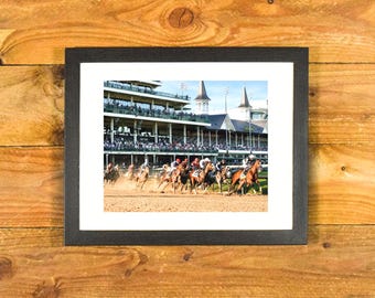 Kentucky Derby 2020 - Beautiful Color Action Photo "Run for The Roses" - Matted and Framed Sports Wall Hanging